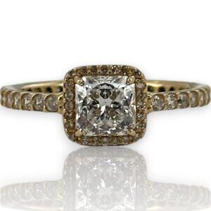PANDORA Square Sparkle Halo Ring 14kt Yellow Gold Cubic Zirconia CZ Radiant Cut